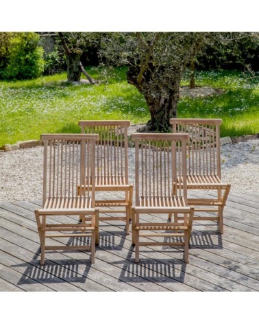 Lot de 4 chaises de jardin en teck