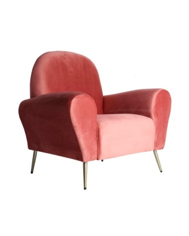 Fauteuil en velours et acier en corail  94x77x95