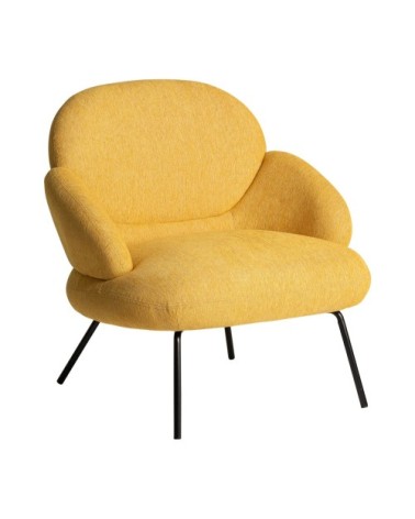 Fauteuil en chenille et fer en moutarde 83x75x85