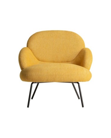 Fauteuil en chenille et fer en moutarde 83x75x85