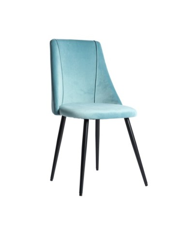 Chaise en polyester, bois et mousse bleue 50x53x84