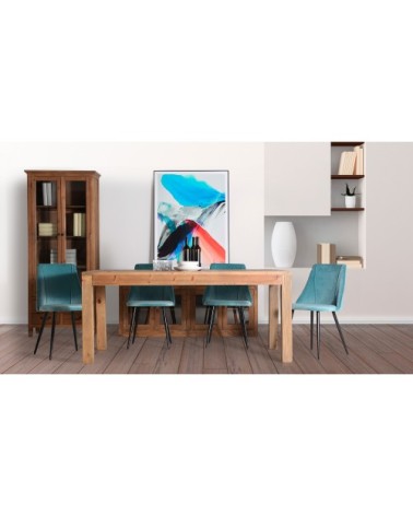 Chaise en polyester, bois et mousse bleue 50x53x84