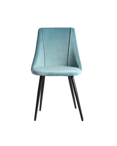 Chaise en polyester, bois et mousse bleue 50x53x84