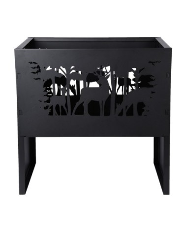 Brasero en acier découpe laser cerfs rectangle