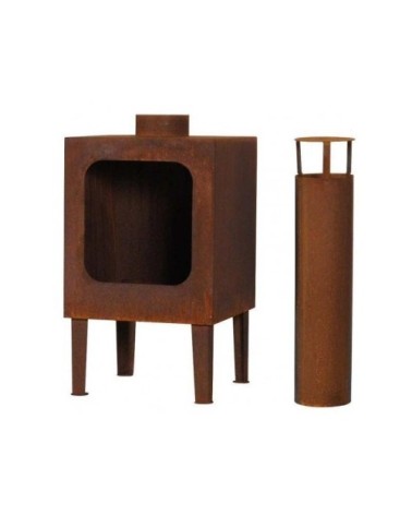 Cheminée d'extérieur en acier colorado rouillé