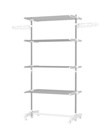 Étendoir à Linge pliable ailes latérales Acier Inoxydable blanc