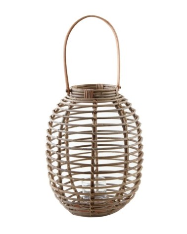 Lanterne en poelet gris et support en verre 35 x 45 cm