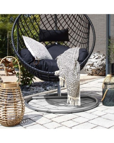 Lanterne en poelet gris et support en verre 28 x 40 cm