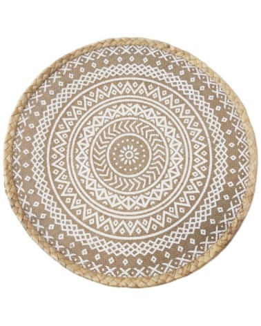 Set de table rond en toile de jute bordure tressée D38cm