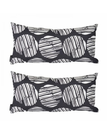 Lot de 2 petits coussins polyester noir 40 x 20 x 8 cm