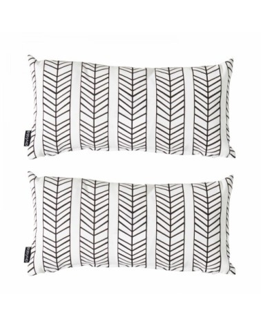 Lot de 2 petits coussins polyester blanc 40 x 20 x 8 cm