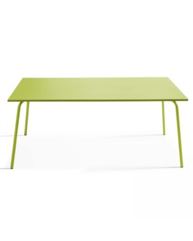 Ensemble table de jardin et 6 fauteuils en métal vert