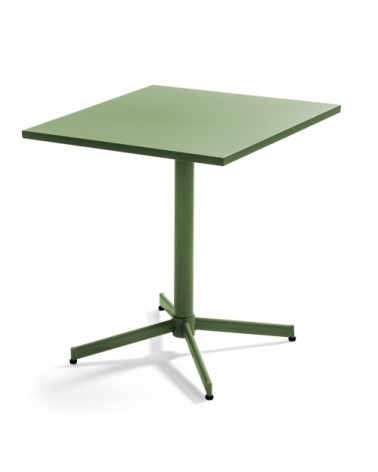 Ensemble table de jardin carrée et 2 chaises métal vert cactus