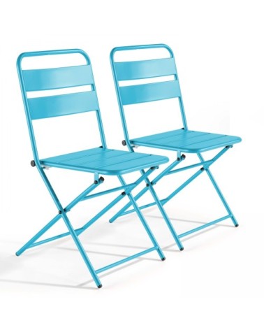 Lot de 2 chaises de jardin pliantes en métal bleu