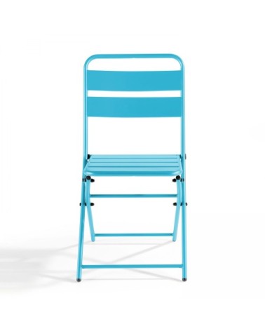 Lot de 2 chaises de jardin pliantes en métal bleu