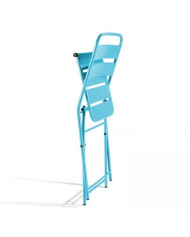 Lot de 2 chaises de jardin pliantes en métal bleu