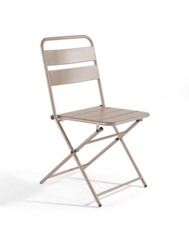 Lot de 2 chaises de jardin pliantes en métal taupe
