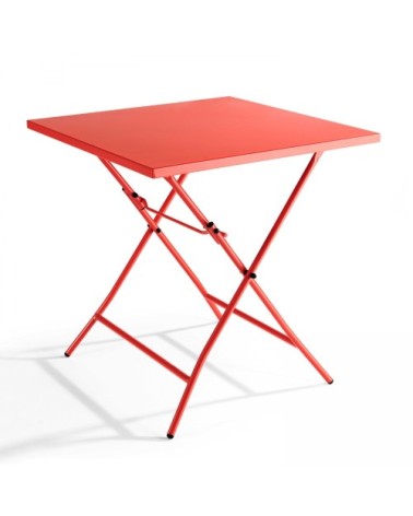 Table de jardin pliante carrée en acier rouge