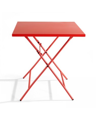 Table de jardin pliante carrée en acier rouge