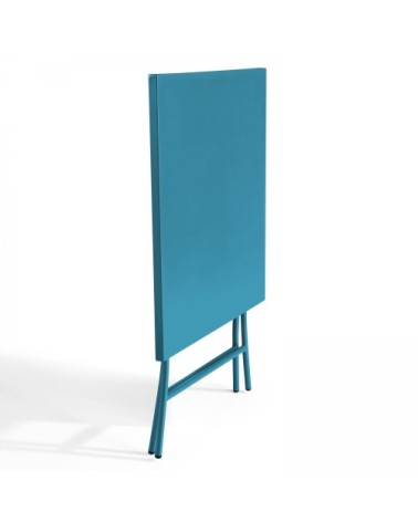 Table de jardin pliante carrée en acier bleu pacific