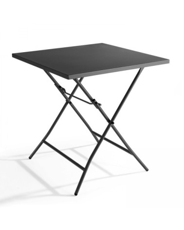 Table de jardin pliante carrée en acier gris