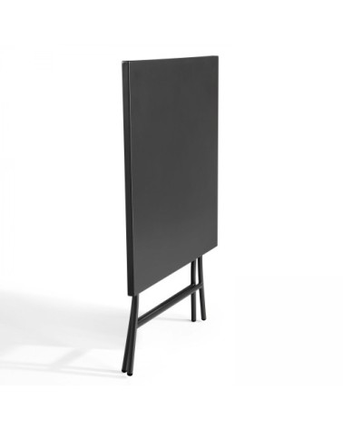 Table de jardin pliante carrée en acier gris