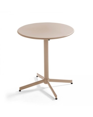 Table de jardin ronde bistro inclinable en acier taupe