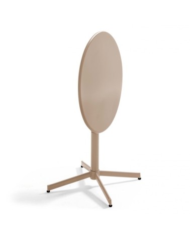 Table de jardin ronde bistro inclinable en acier taupe