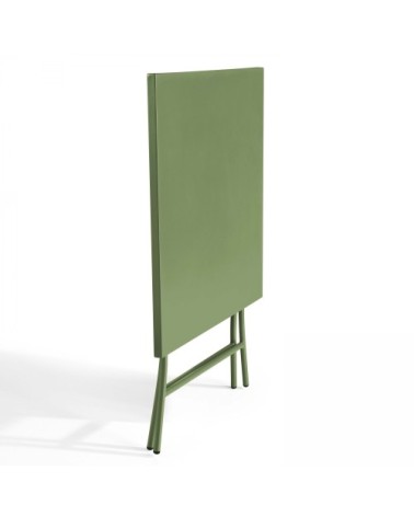 Table de jardin pliante carrée en acier vert cactus