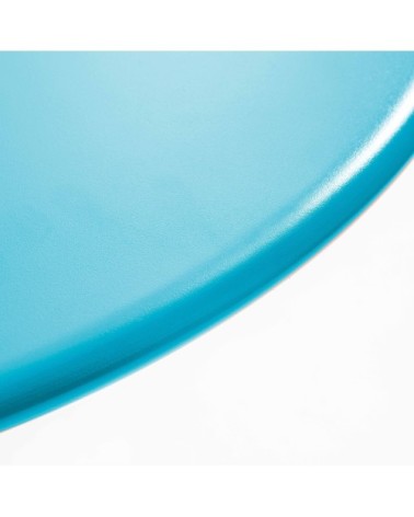 Table de jardin ronde bistro inclinable en acier bleu