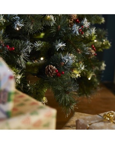 Sapin de Noël artificiel avec guirlande décorations et pied H210
