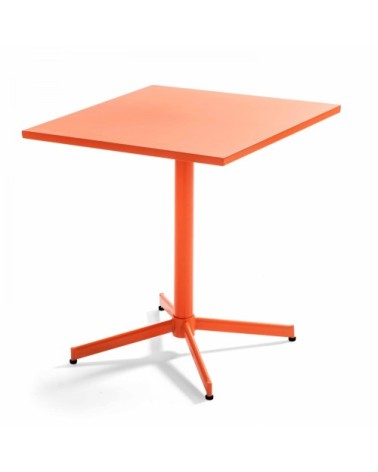 Table de jardin carrée bistro inclinable en acier orange