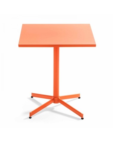 Table de jardin carrée bistro inclinable en acier orange