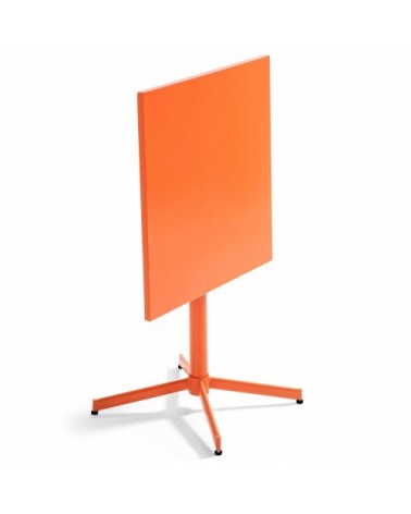 Table de jardin carrée bistro inclinable en acier orange