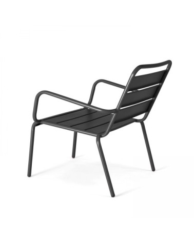 Fauteuil relax et repose pied en métal anthracite