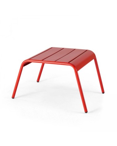 Fauteuil relax et repose pied en métal rouge