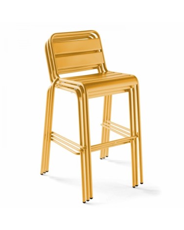 Chaise haute en métal jaune