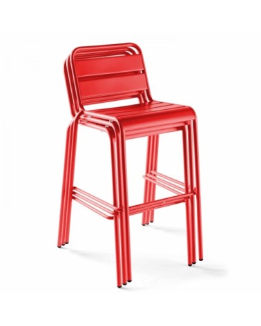 Chaise haute en métal rouge
