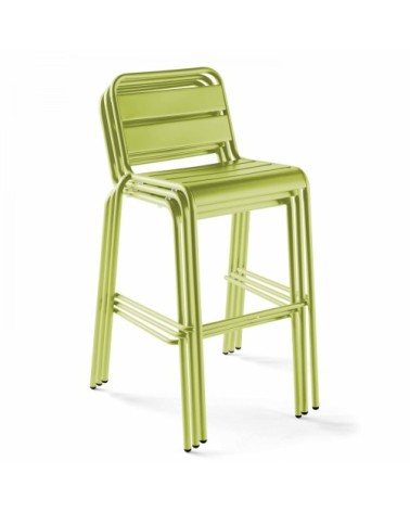 Chaise haute en métal vert