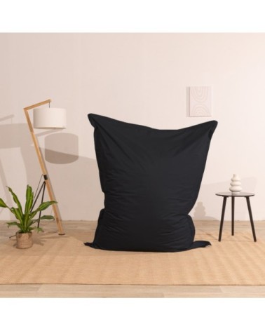 Pouf extérieur imperméable déhoussable anti-uv noir 140 x 180 cm