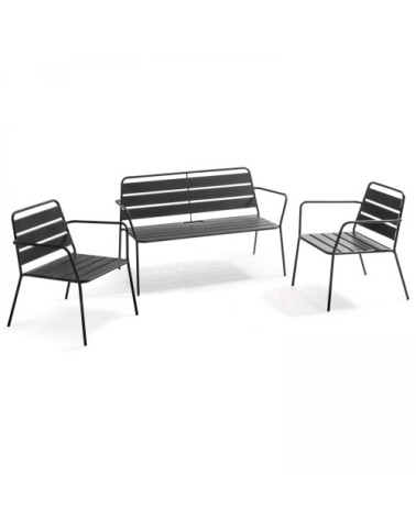 Salon de jardin 4 places en métal anthracite