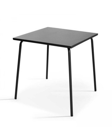 Ensemble table de jardin carrée et 4 fauteuils acier gris