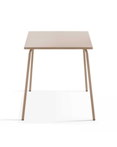 Ensemble table de jardin carrée et 4 fauteuils acier taupe