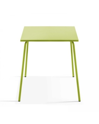 Ensemble table de jardin carrée et 4 fauteuils acier vert