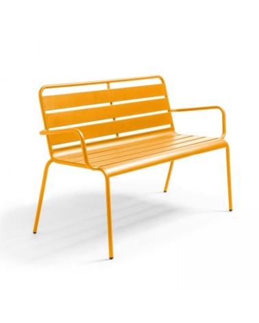 Banc de jardin en métal jaune