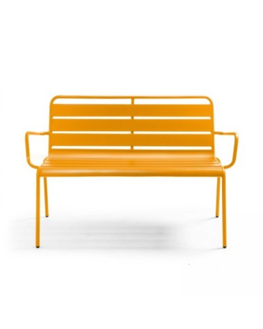 Banc de jardin en métal jaune