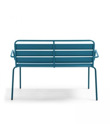 Banc de jardin en métal bleu pacific