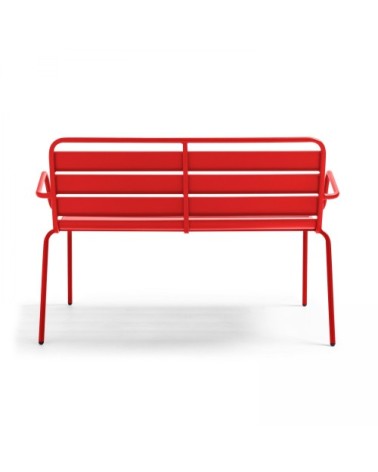 Banc de jardin en métal rouge