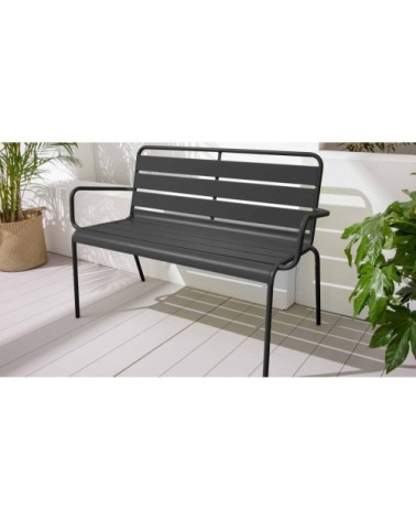 Banc de jardin en métal anthracite