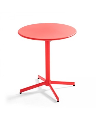 Ensemble table de jardin et 2 fauteuils métal rouge